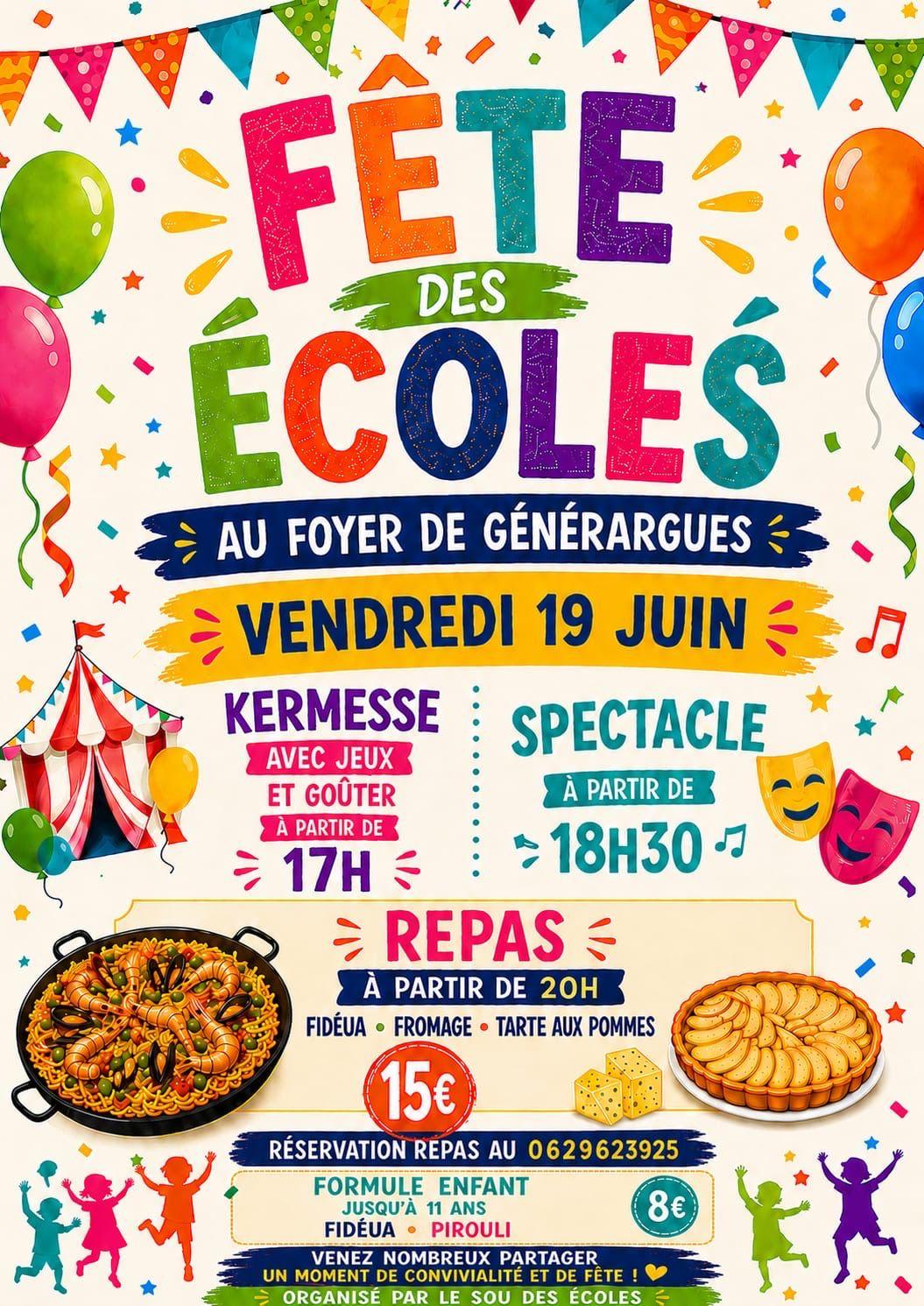Fête de fin d’année du SOU des écoles – Kermesse/Spectacle/Repas – Vendredi 19 juin